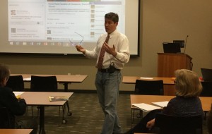 Bringing "PR Secrets" to a a group at the Palos Heights Public Library. (Photo by Jeannine Kacmar)